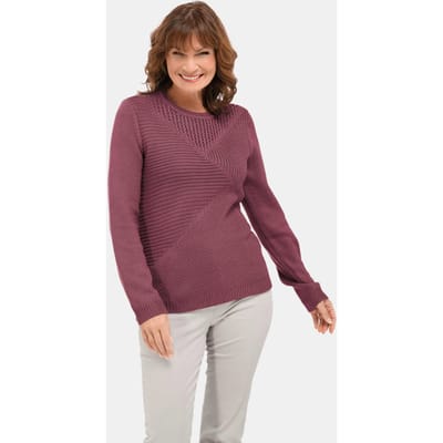 Onderhoudsarme pullover met hoogwaardige ribstructuur - bessen - Gr. 20 van Goldner Fashion