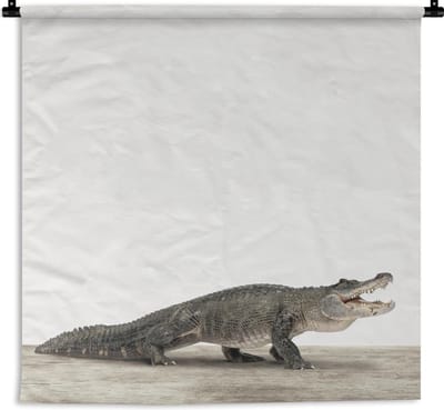 Wandkleed Animalprintshop - Krokodil dierenprint kinderkamer Wandkleed katoen 90x90 cm - Wandtapijt met foto