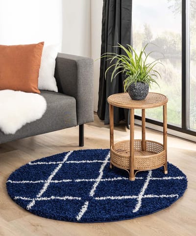 Rond berber vloerkleed - Habitat marineblauw/wit 280
