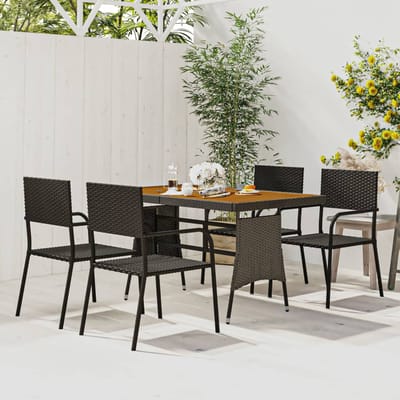 vidaXL - 5-delige - Tuinset - poly - rattan - zwart