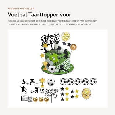Dailygoods- Taarttopper Voetbal - Taartdecoratie Set - Feesthanger - 29 Stuks - Eenvoudig te Installeren - Schattig Ontwerp