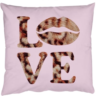 Sierkussens - Kussentjes Woonkamer - 50x50 cm - Tekst - Love - Pantervacht - Lichtroze