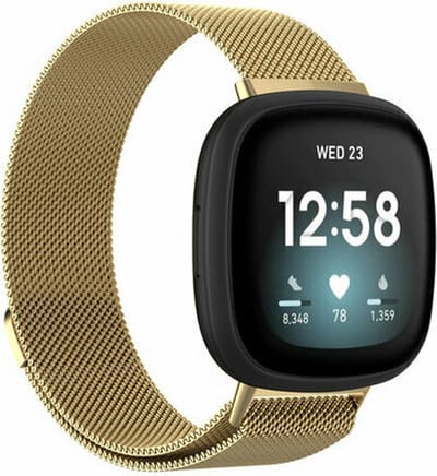 By Qubix - Compatible Fitbit bandje - geschikt voor Fitbit Versa 3/4 & Sense 1/2 milanese bandje - Large - Goud Smartwatchbandje bandje Armband Polsband Strap Band Watchband