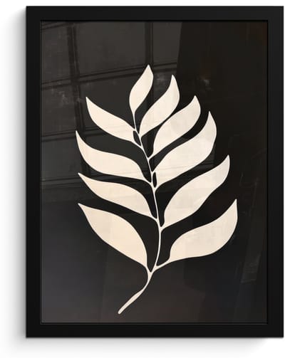 Poster in lijst - Fotolijst 30x40 cm - Posters - Blad - Wit - Minimalistisch - Posterlijst zwart - Decoratie - Wanddecoratie woonkamer - Muurdecoratie slaapkamer