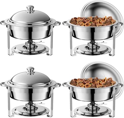 Buffet Warmers - Chafing Dishes - Eten Warm Houden - Roestvrij Staal - 6L Capaciteit - Zilverkleurig