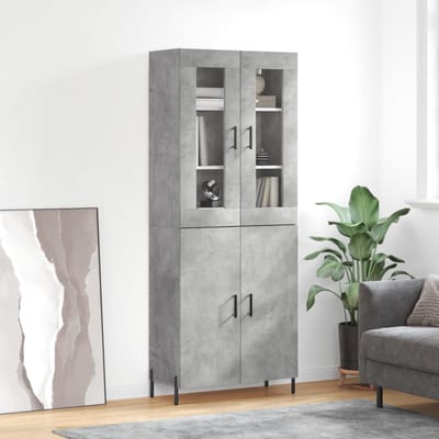 vidaXL - Hoge - kast - 69,5x34x180 - cm - bewerkt - hout - betongrijs