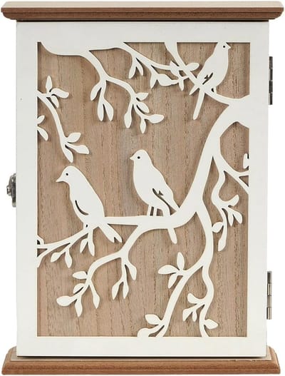 Geometrische Houten Sleutelbox met 6 Haakjes, Scandinavisch Design voor Sleutels en Kleine Voorwerpen
