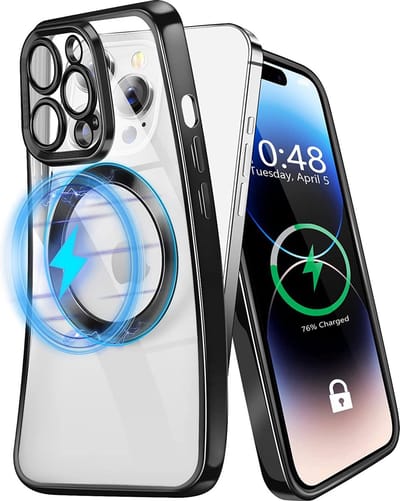 Casemania Hoesje Geschikt voor Apple iPhone 14 Pro - Zwart - Siliconen Back Cover Geschikt voor Magsafe