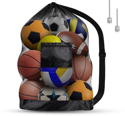 Extra grote voetbaltas met trekkoord en verstelbare schouderriem – waterdichte tas voor basketbal, voetbal, rugby en volleybal