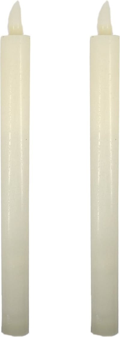 Cepewa Led dinerkaarsen - 2x stuks - LED-verlichting met timer - wit - 25 cm - op batterijen
