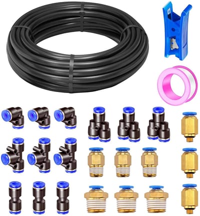 Dailygoods- Persluchtslang 20 m - Hoge flexibiliteit - Polyurethaan - Buitendiameter 8 mm - Binnendiameter 5 mm - 21 pneumatische connectoren - Luchtleiding