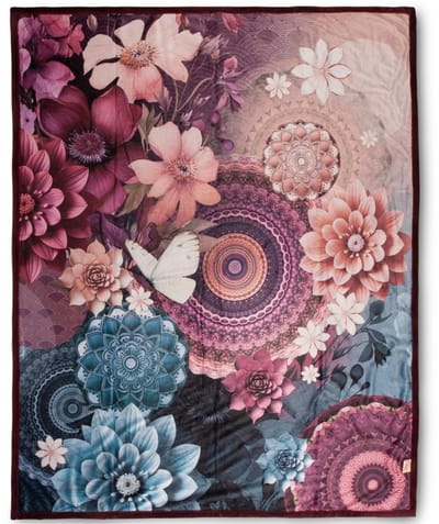 HIP Plaid 130x160 cm - Mandala en Bloemen Print - Multi - Polyvelvet - Oeko-Tex Gecertificeerd