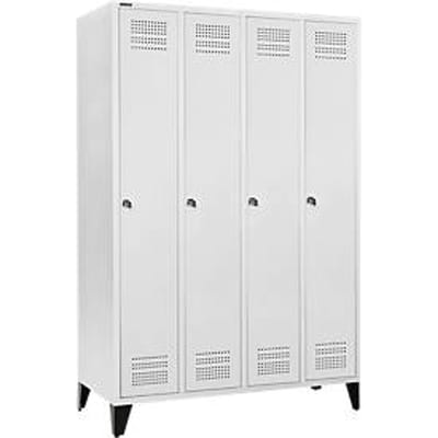 Schäfer Shop Genius Garderobekast met poten, 4 vakken, 300 mm vakbreedte, cilinderslot, antraciet/rode kleur: antraciet/rubberrood