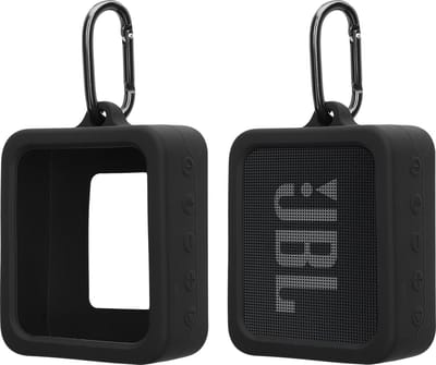 kwmobile siliconen hoesje voor mini-speaker - geschikt voor JBL Go Essential - Flexibel materiaal - Speakercase in zwart