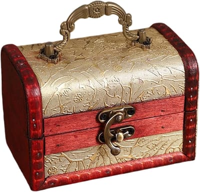 Houten Sieraden Doos - Decoratieve Opbergdoos - Waardevolle Spullen Opslaan - Vintage Metalen Gesp