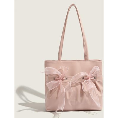 Origineel Ontwerp Strik Grote Capaciteit Dames Mode Tote Tas Onderarmtas roze
