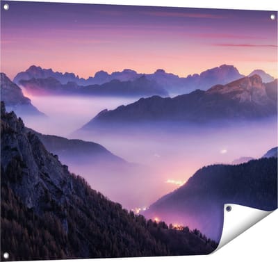 Gards Tuinposter Bergen Landschap in Itali� tijdens Zonsondergang - 100x80 cm - Tuindoek - Tuindecoratie - Wanddecoratie buiten - Tuinschilderij