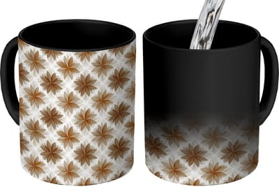 Magische Mok - Foto op Warmte Mokken - Koffiemok - Geografisch - Patroon - Bruin - Magic Mok - Beker - 350 ML - Theemok
