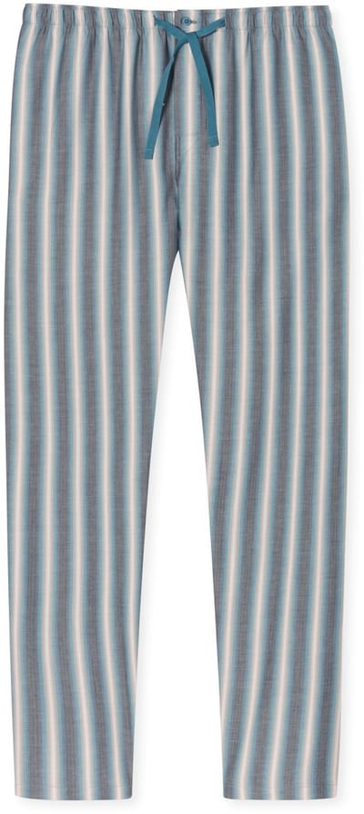 SCHIESSER Mix+Relax loungebroek lang - heren loungebroek lang geweven biokatoenen strepen blauwgrijs