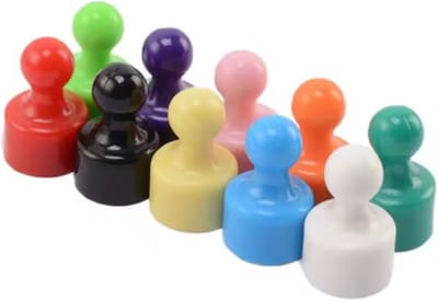 TLVX 10 stuks Sterke Pion Magneten 12 x 20mm / Magnetisch Sterk / Foto magneet / Koelkast magneten / Whiteboard magneten / Speel en leer magneten / Boodschappenlijst / Notitie / Kantoor / Schoolbord / Deurmagneet / Magneetjes ophangen / Alle kleuren