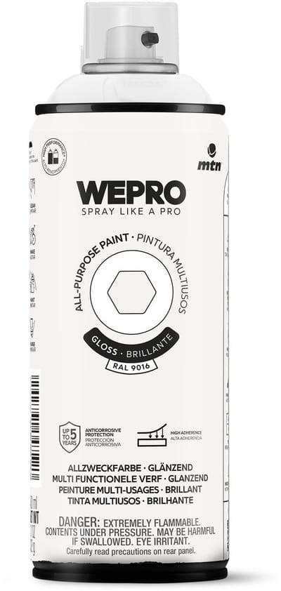 Spuitbus Ral 9016 Glans MTN WEPRO ALL-PURPOSE PAINT 400ML