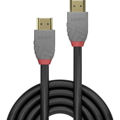 Lindy Anthra Line - HDMI met ethernetkabel - HDMI (M) naar HDMI (M) - 3 m - drievoudig afgeschermd - zwart - rond, 4K ondersteuning