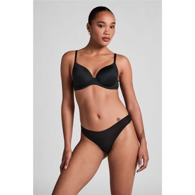 Hunkemöller Dames Lingerie Invisible string Stripe mesh - Zwart - maat XS