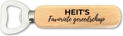 Heit’s Favoriete Gereedschap - Bieropener - JM Woods – Uniek Cadeau voor Vaderdag, Verjaardag of andere gelegenheid – Hout & RVS – Flesopener voor Mannen