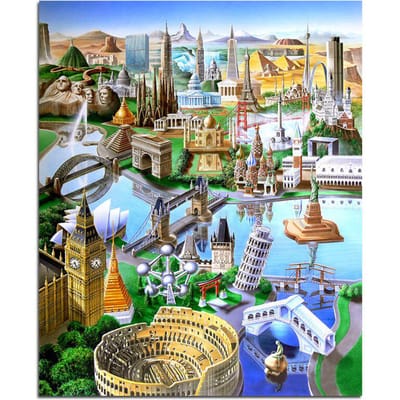 Bezienswaardigheden van de wereld 5D DIY diamant schilderij diamant borduurwerk steentjes mozaïek schilderij 20X30CM gray