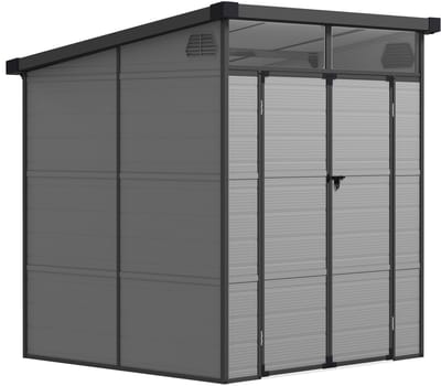Outsunny-Gerätehaus-Kunststoff, Aluminium-190L x 191B x 215H cm-Hellgrau