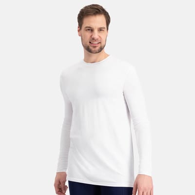 Comfortabel & Zijdezacht Bamboo Basics T-shirts lange mouw Ralph ronde hals (2-pack) – Wit - S
