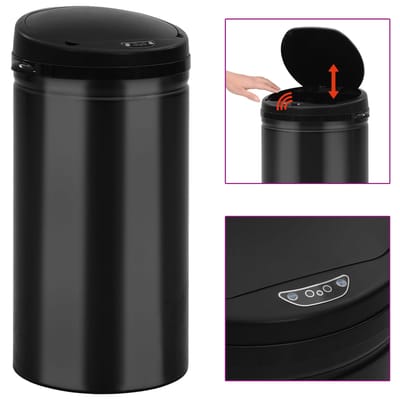 vidaXL - Prullenbak - met - automatische - sensor - 50 - L - koolstofstaal - zwart