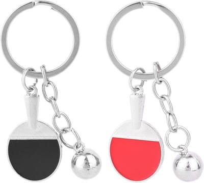 2 Pcs Table Tennis Keychains, Red and Black Ping Pong Racket Keychain for Table Tennis Lovers Bag Car Decoration Accessories