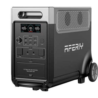 AFERIY P310 Draagbaar Energie Station, 3840Wh LiFePO4 Batterij, APP Bediening, 13 Uitgangen, 4000+ Laadcycli, 10ms UPS Functie zwart