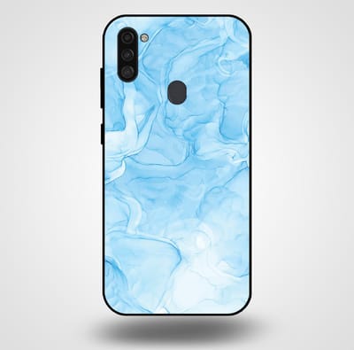 Smartphonica Telefoonhoesje voor Samsung Galaxy A11 met marmer opdruk - TPU backcover case marble design - Lichtblauw geschikt voor Samsung Galaxy A11