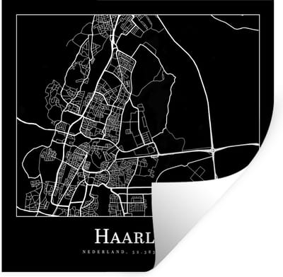 Muurstickers - Sticker Folie - Plattegrond - Haarlem - Stadskaart - Kaart - 100x100 cm - Plakfolie - Muurstickers Kinderkamer - Zelfklevend Behang XXL - Zelfklevend behangpapier - Stickerfolie