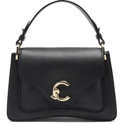 COCCINELLE Leren Schoudertas Handtas C-Me Grained Leather Handbag Noir Zwart