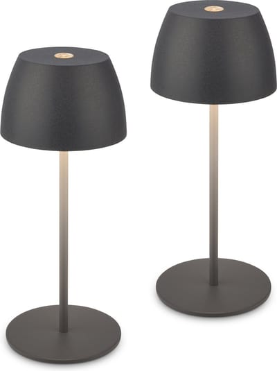 BRILONER - Set van 2 mini Tafellampen - oplaadbar buitenlampen - IP44 - warm wit licht 2.700 K - dimbaar - met USB-C - antraciet - 8x20 cm
