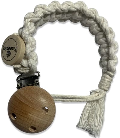 Knoopies Speenkoord - Gebroken Wit - Katoenkoord - Handgemaakt in ons Macramé Atelier - Prijs per Stuk - Inclusief Verzendkosten