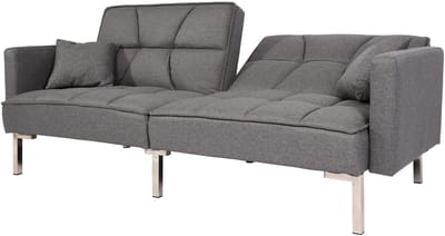 Slaapbank MCW-K65, slaapbank logeerbed, slaapfunctie ligoppervlak 170x104 cm ~ stof/textiel grijs