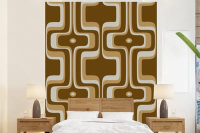 Behang - Fotobehang Retro - Design - Bruin - Breedte 225 cm x hoogte 280 cm