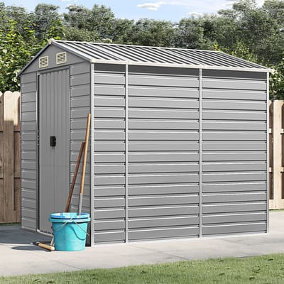 vidaXL - Tuinhuis - Lichtgrijs - 191x215x198 - cm - Gegalvaniseerd - Staal