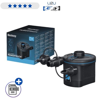 Bestway PowerTouch Elektrische Luchtpomp 62254 - Compacte Batterijpomp Voor Luchtbed Zwemband En Opblaasbaar Speelgoed - Elektrische Air Pump Met 3 Opzetstukken En Leegzuigfunctie Met Ebook