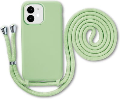 Armordrop Hoesje Met Koord Geschikt Voor iPhone 12 Mini - Siliconen Hoesje Met Koord - Groen