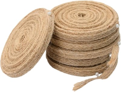 Jute linten set van 6 rollen, 93.7 inch lang en 1.5 cm breed, ideaal voor cadeauverpakking, ambachtelijke projecten en kerstdecoratie