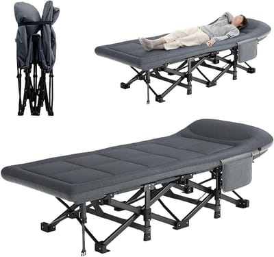 Klapbed met Matras - Logeerbed Opvouwbaar - Comfortabel Slapen - Eén Seconde Opzet - 190x70CM - Grijs