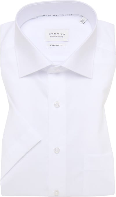 ETERNA comfort fit overhemd korte mouw - popeline - wit - Strijkvrij - Boordmaat: 48