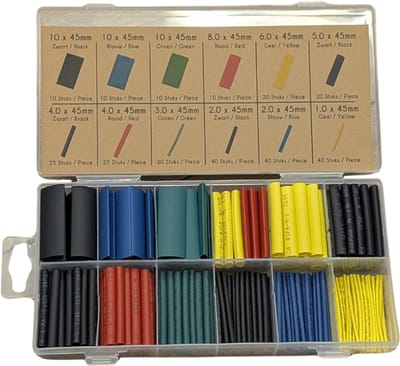 S4D® - Krimpkousen Set – 280-delig – In Handige Opbergbox – Warmtekrimp Buisjes in Diverse Maten & Kleuren