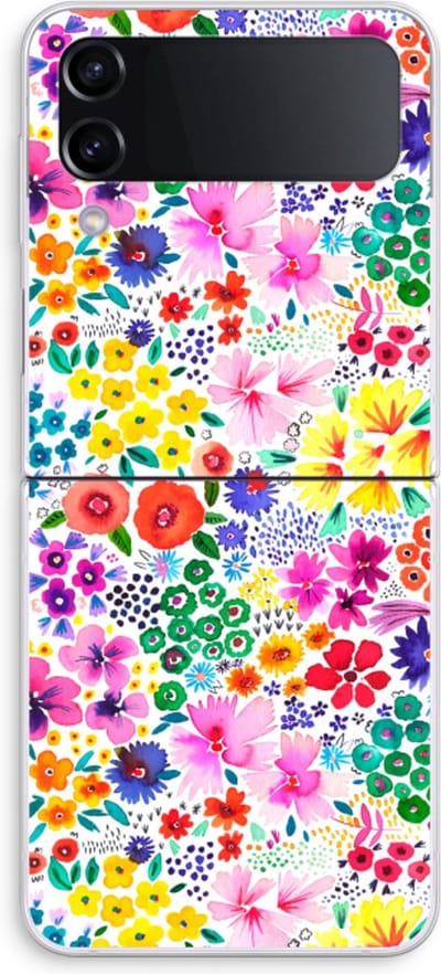 Case Company® - Hoesje geschikt voor Samsung Galaxy Z Flip4 hoesje - Little Flowers - Soft Cover Telefoonhoesje - Bescherming aan alle Kanten en Schermrand