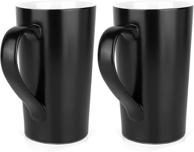 Extra grote keramische thee- en koffiemokken, set van 2 met handgrepen voor latte, bier en warme chocolademelk, geschikt voor magnetron en vaatwasser
